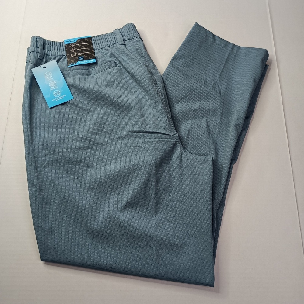 Birdie Bound Golf Pants Mens Sz 3XL Blue Stretch Waist Athletic Taper Casual NWT
